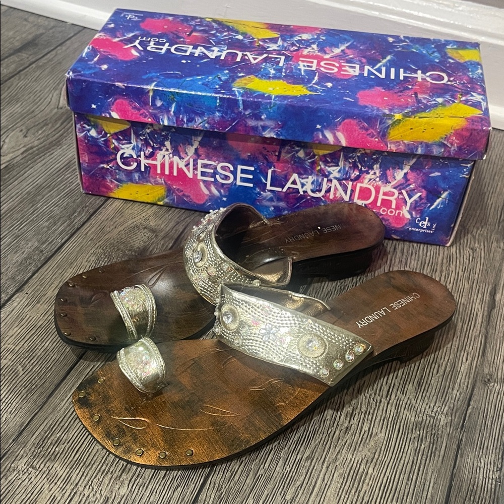 Chinese Laundry Metallic Embellished Sandals - Picture 2 of 3